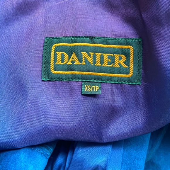 Jewel coloured aqua blue full-length Danier Suede coat size XS - Picture 5 of 7
